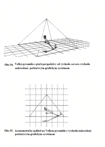 Obr. 54-55 - Velká pyramida z ptačího a axonometrického pohledu